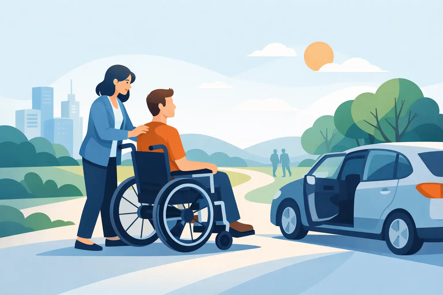 Begeleiding tijdens rolstoelrit