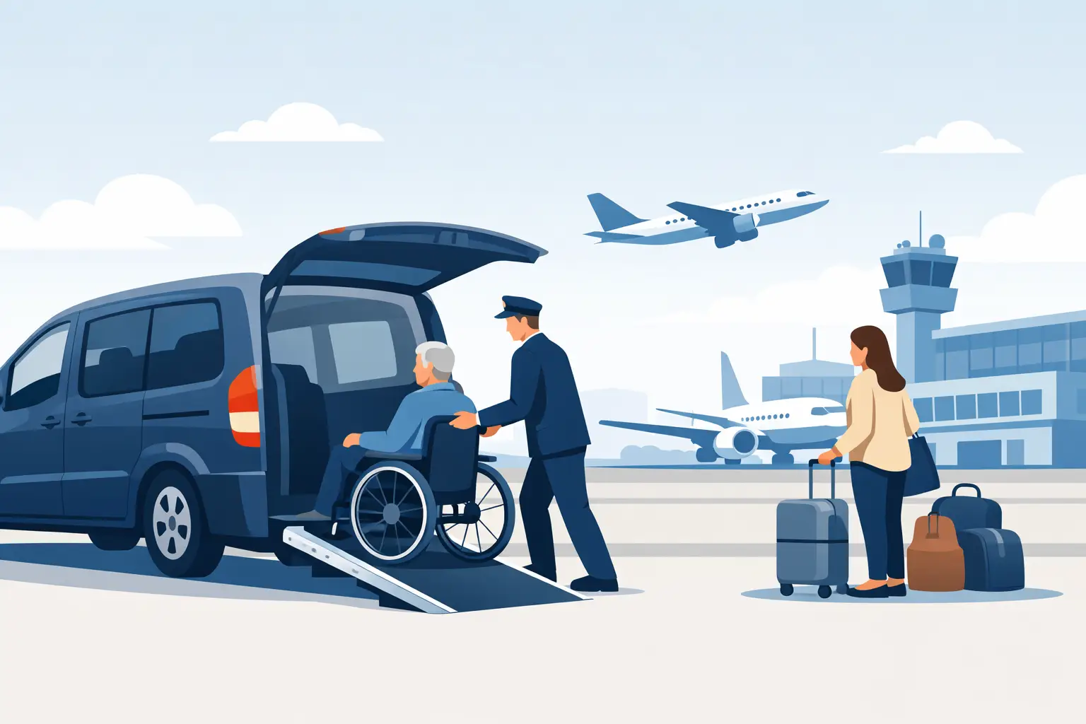 Rolstoeltaxi luchthaven vervoer