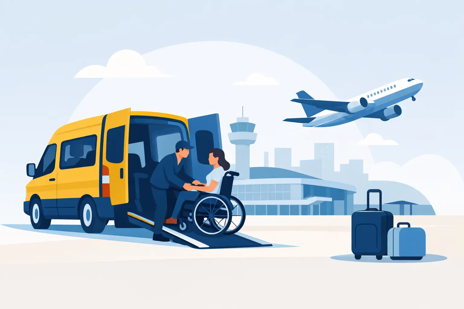 Rolstoeltaxi naar de luchthaven