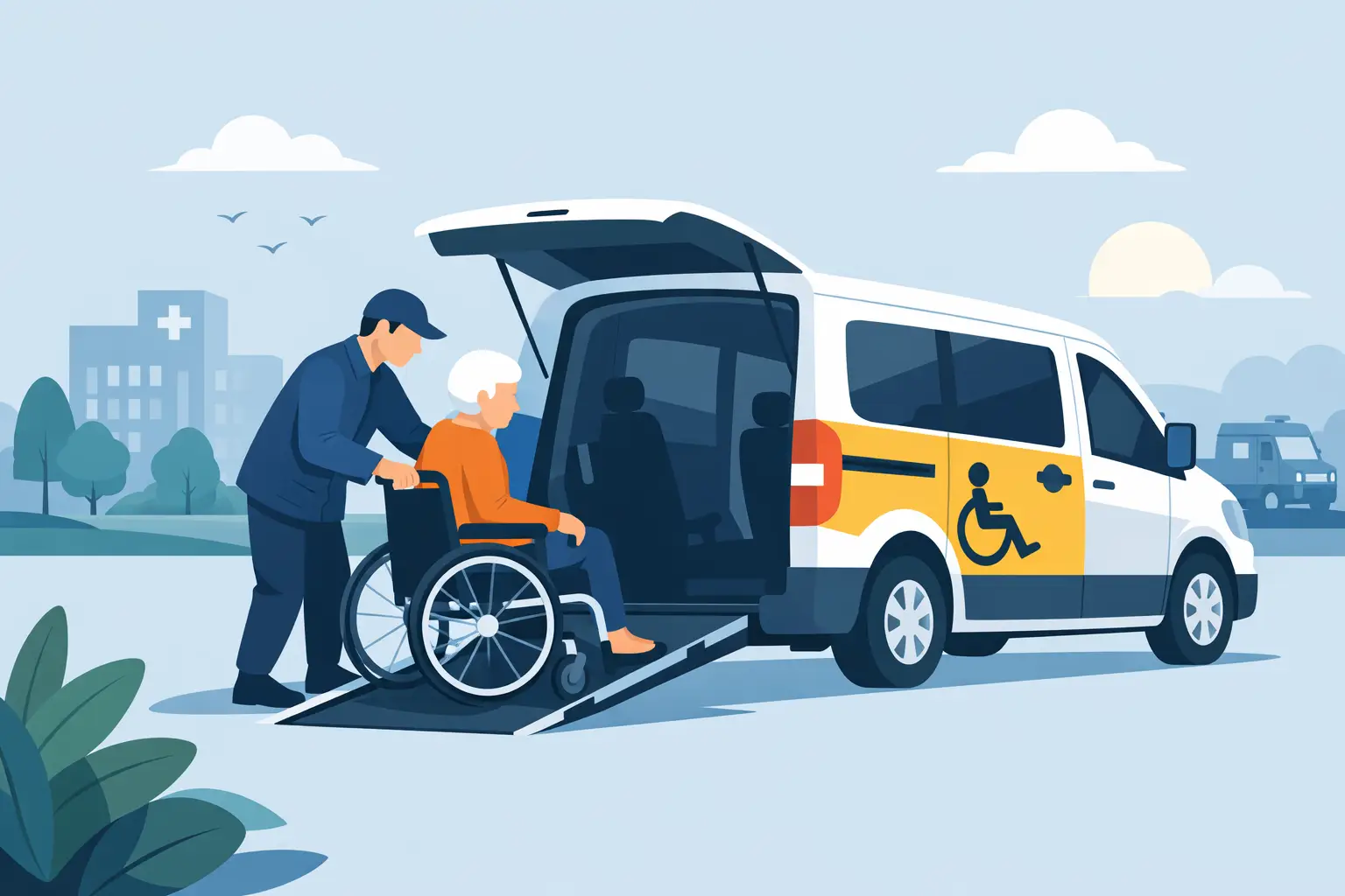 Rolstoeltaxi naar revalidatiecentrum