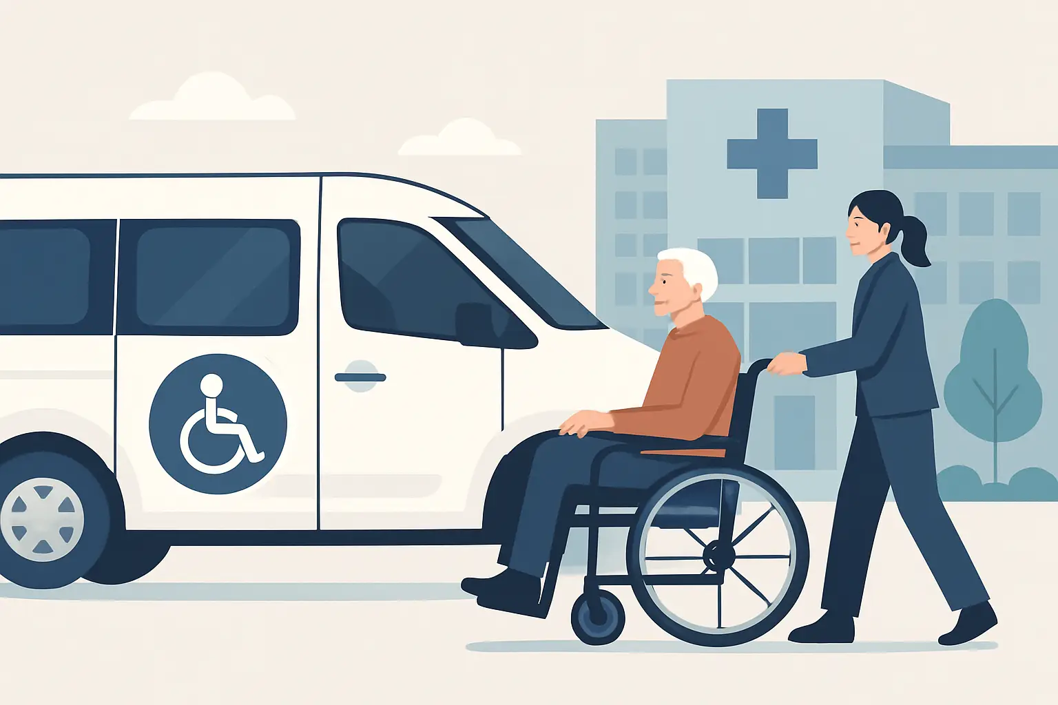 Rolstoeltaxi naar het ziekenhuis